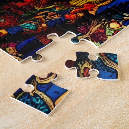 Mama der Farben und Tochter Asiatischer Blumengart Puzzle (Seite)