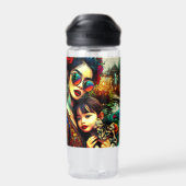 Mama der Farben und Tochter Asiatischer Blumengart Trinkflasche (Rückseite)