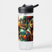 Mama der Farben und Tochter Asiatischer Blumengart Trinkflasche (Links)