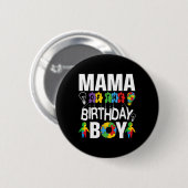 Mama der Geburtstagsjunge Autismus-Mama Button (Vorne & Hinten)