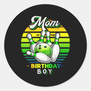 Mama der Geburtstagsjunge Matching Family Bowling Runder Aufkleber