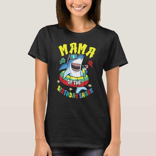 Mama der Hai-Mutterfamilie am Geburtstag T-Shirt (Vorderseite)