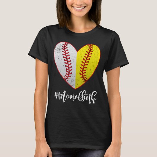 Mama der Herzsoball-Baseball- beider Muttertage T-Shirt (Vorderseite)