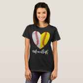 Mama der Herzsoball-Baseball- beider Muttertage T-Shirt (Vorne ganz)