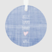 Mama der Jungen Liebe Herznamen Blauer Weißer Sake Ornament (Rückseite)