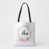Mama der Kalligraphie und Blumenkranz Tasche (Vorderseite)