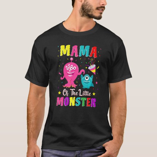 Mama der kleinen Monsterfamilie, die Birthda passt T-Shirt (Vorderseite)