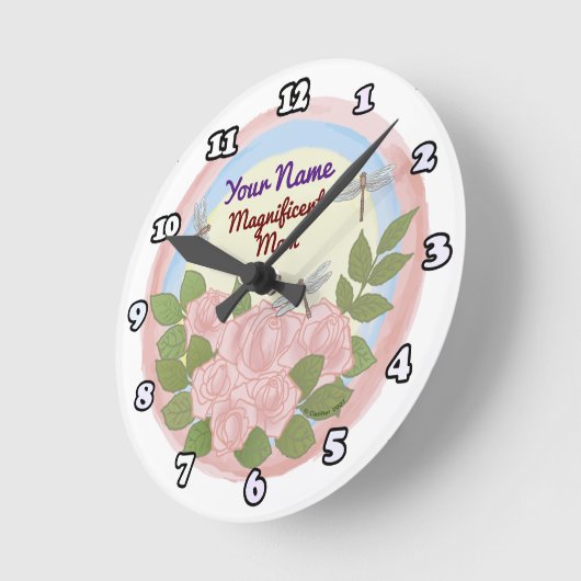 Mama der Libellenfliege Runde Wanduhr (Winkel)