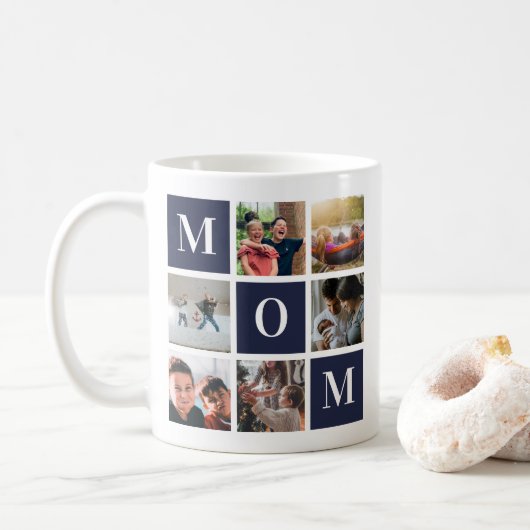 Mama der Marine Kolorblock Sechs FotoCollage Perso Kaffeetasse (Mit Donut)