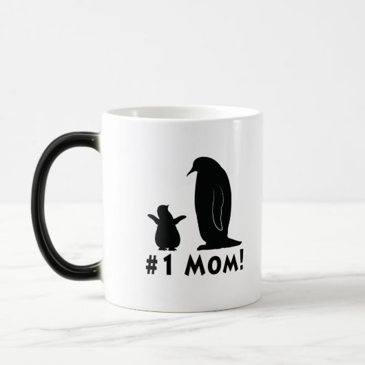 Mama der Nr.-eine: Pinguin und Küken Verwandlungstasse (Links)