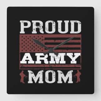 Mama der Proud-Armee Quadratische Wanduhr