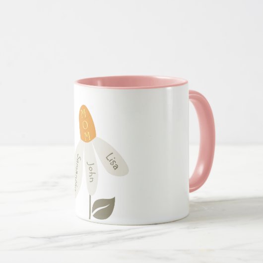 Mama der Retro-Blume, Kindernamen, Mutter, Eigene Tasse (VorderseiteRechts)