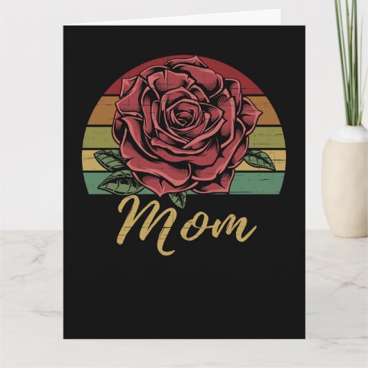Mama der Retro-Sunset-Rote Rose Karte (Vorderseite)