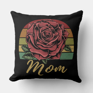 Mama der Retro-Sunset-Rote Rose Kissen