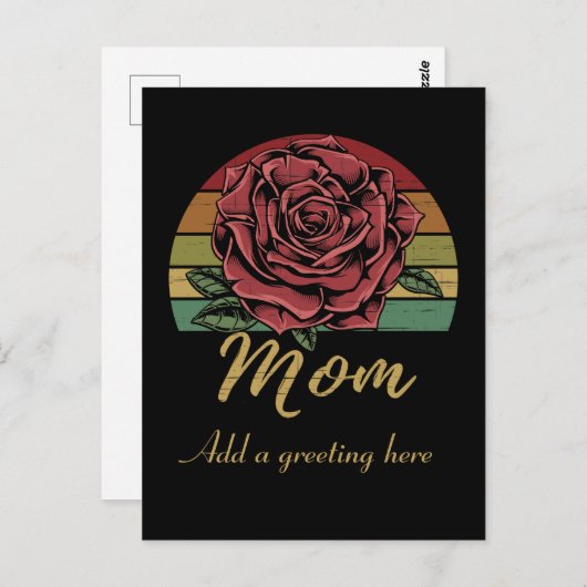 Mama der Retro-Sunset-Rote Rose Postkarte (Vorne/Hinten)