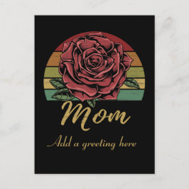 Mama der Retro-Sunset-Rote Rose Postkarte