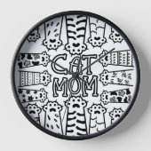Mama der Schwarzen und Weißen Katze Uhr (Vorderseite)