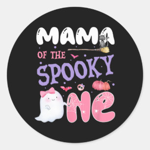 Mama der spöttischen 1. Geburtstags Halloween Rosa Runder Aufkleber