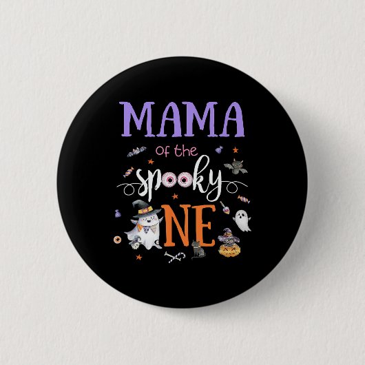 Mama der spöttischen ein Halloween Geist 1. Geburt Button (Vorderseite)