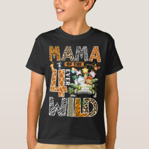 Mama der vier wilden Safari-Dschungel 4. Geburtsta T-Shirt