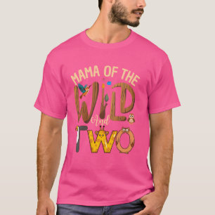Mama der Wilden und zwei Zoo Safari Jungle Birthda T-Shirt