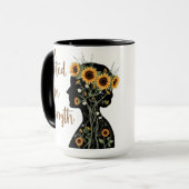 Mama der Wurzelkraft - blühende Silhouette Kunst Tasse (Vorderseite Links)