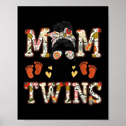 Mama der Zwillinge Messy Bun Happy Mother Day Poster (Vorne)