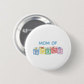Mama der Zwillings-Blöcke Button (Vorne & Hinten)