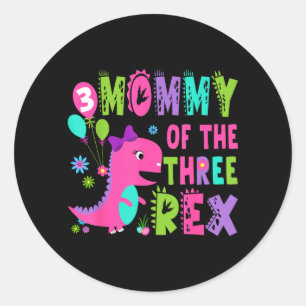 Mama des 3. Geburtstags T-Rex Dinosaurier T-Rex 3. Runder Aufkleber