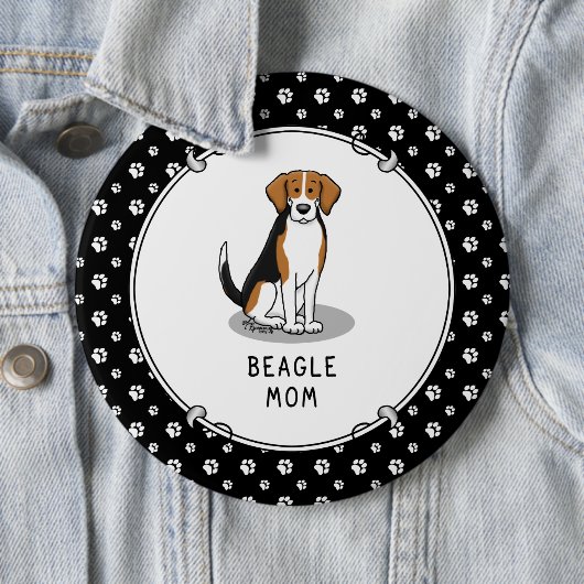 Mama des Beagle (Tri-Farbe 3) Hunde Niedlich Hunde Button (Beispiel)