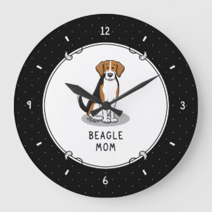 Mama des Beagle (Tri-Farbe 3) Hunde Niedlich Hunde Große Wanduhr