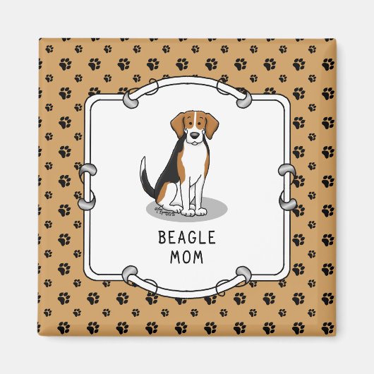 Mama des Beagle (Tri-Farbe 3) Hunde Niedlich Hunde Magnet (Vorne)