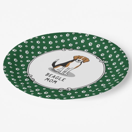 Mama des Beagle (Tri-Farbe 3) Hunde Niedlich Hunde Pappteller (Schrägansicht)