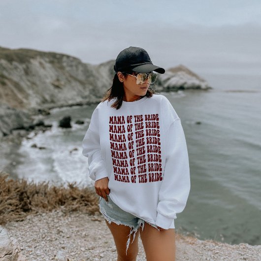 Mama des Brautparty der Braut in dunklem Rotes Mat Sweatshirt