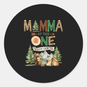 Mama des einen glücklichen Camper 1. Geburtstag Ca Runder Aufkleber