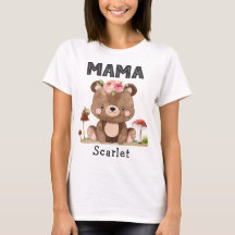 Mama des Geburtstags Girl Wodland Baby Bear T-Shir