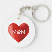 Mama des Hundes, Katze Mama mit Paw on Heart Schlüsselanhänger (Rückseite)
