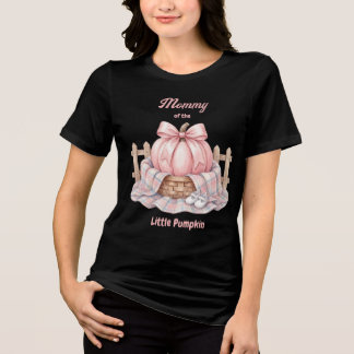 Mama des kleinen Kürbis Pinkoween Aquarell Tri-Blend Shirt