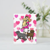 Mama des Labradors im rosa Shirt 1 Postkarte (Stehend Vorderseite)
