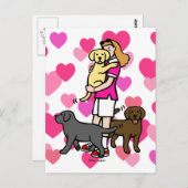 Mama des Labradors im rosa Shirt 1 Postkarte (Vorne/Hinten)