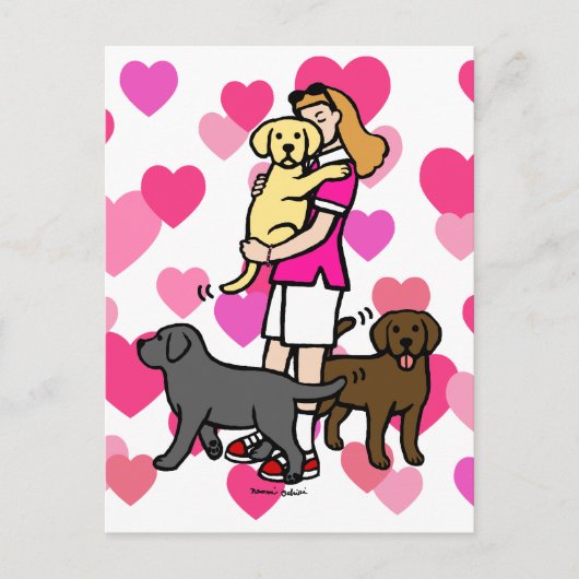 Mama des Labradors im rosa Shirt 1 Postkarte (Vorderseite)