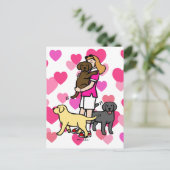 Mama des Labradors im rosa Shirt 2 Postkarte (Stehend Vorderseite)