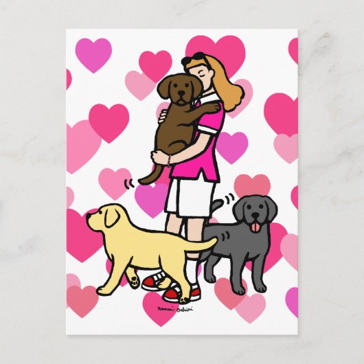 Mama des Labradors im rosa Shirt 2 Postkarte (Vorderseite)
