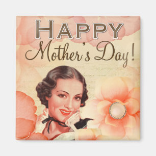 Mama des Muttertags Vintag Retro Blumenportrait Magnet