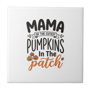 Mama des niedlichsten Kürbisse Herbst-Shirt-Design Fliese