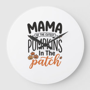 Mama des niedlichsten Kürbisse Herbst-Shirt-Design Große Wanduhr