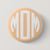 Mama des Pfirsich und des Weißkreises Monogramm Button (Vorderseite)