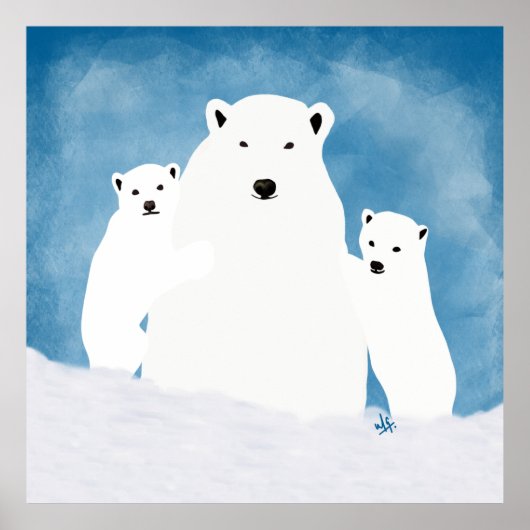 Mama des Polarbären mit Cubs Illustrationspopster Poster (Vorne)