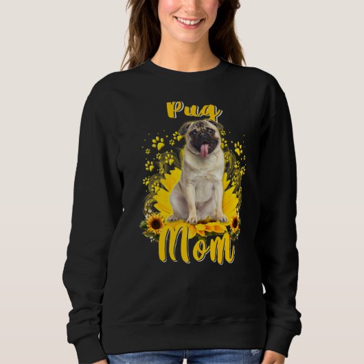 Mama " des Sonnenblumen-Mops der Mutter" Sweatshirt (Vorderseite)