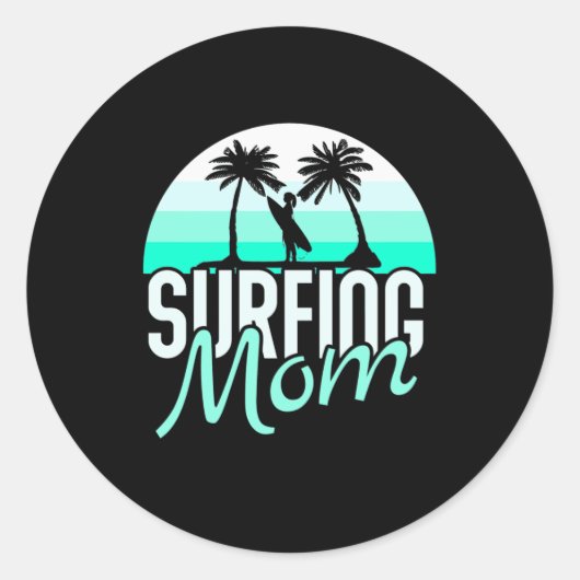 Mama des Surfens Runder Aufkleber (Vorderseite)